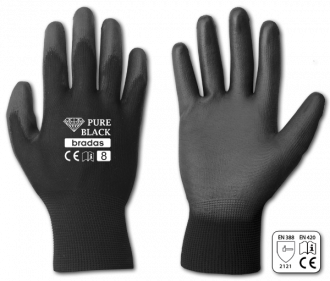 Rękawice ochronne PURE BLACK poliuretan, rozmiar 8, LUZ